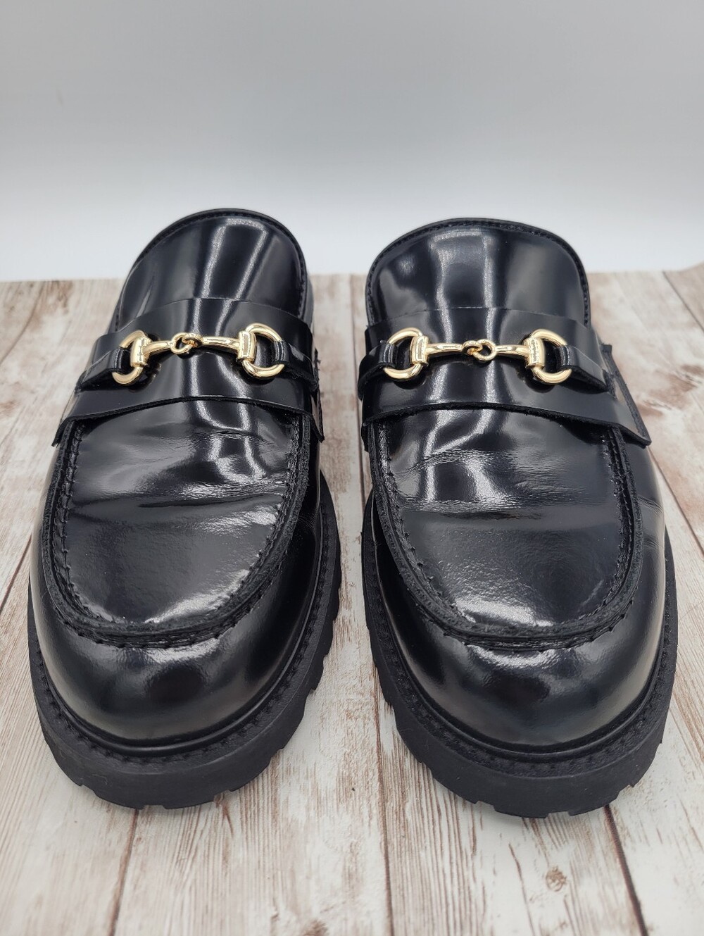 Thursday Leather Black Penny Mule Gold Hardware Women's Size 10 - Picture 9 of 16